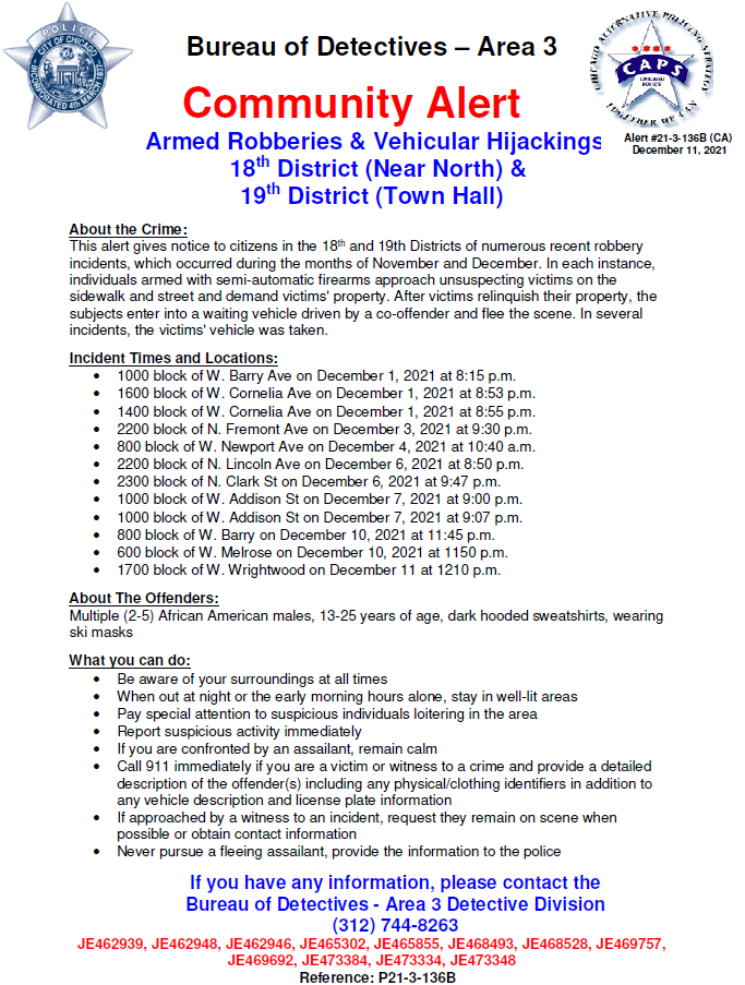 12-11-21 Armed Robberies & Vehicular Hijackings