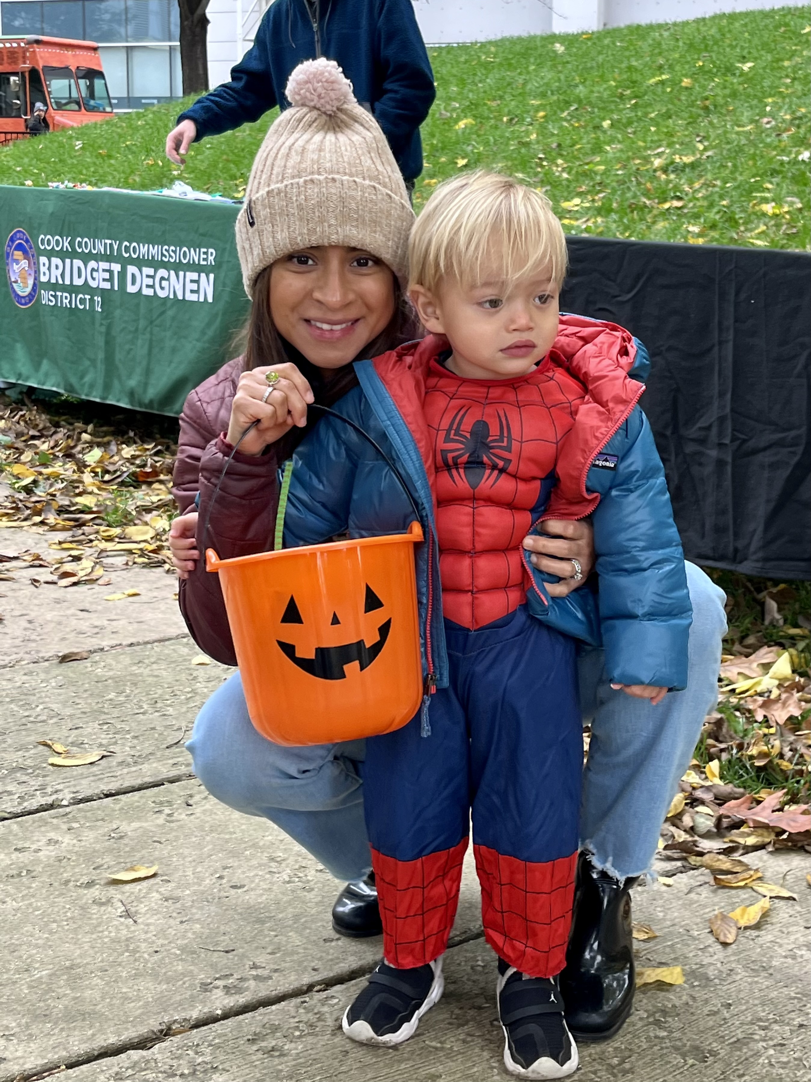 Blond Spiderman and Mom
