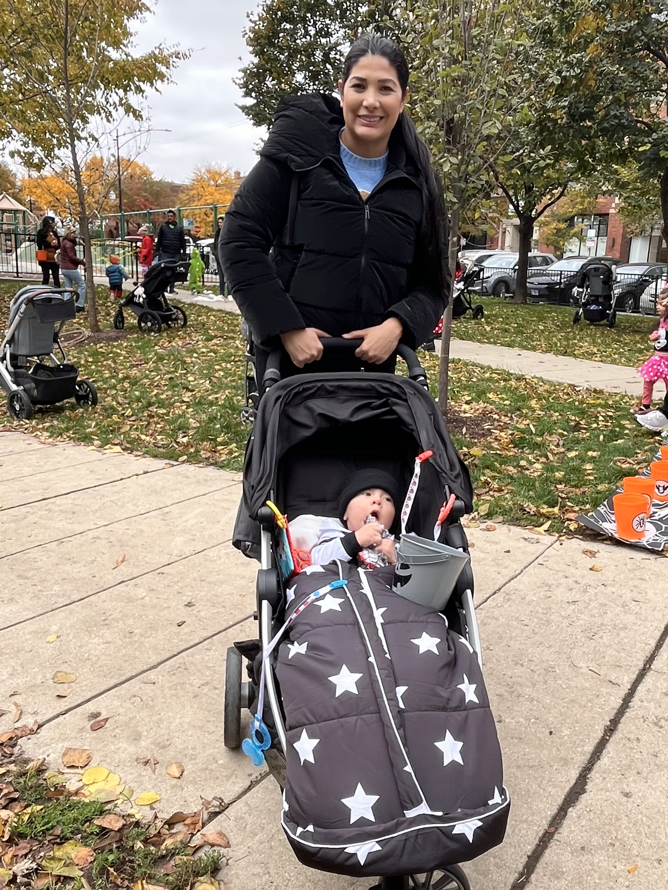 Mom with stroller with stars